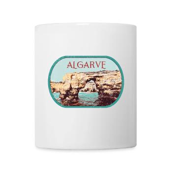 Retro badge, Algarve Portugal, beach summer sun - Mug - white - Front