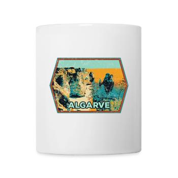 Retro-Abzeichen, Algarve Portugal, Strand Sommersonne - Tasse - Weiß - Vorne