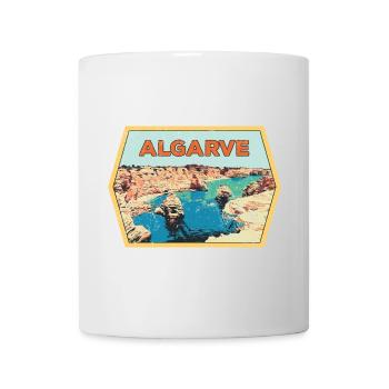 Retro-Abzeichen, Algarve Portugal, Strand Sommersonne - Tasse - Weiß - Vorne