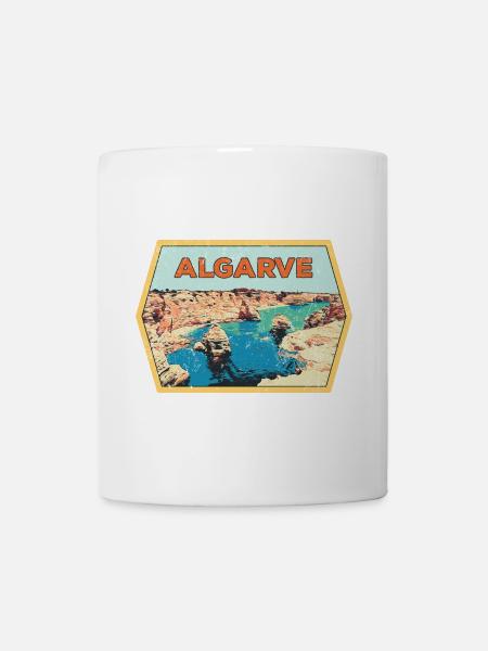 Retro badge, Algarve Portugal, strand zomerzon - Mok - wit