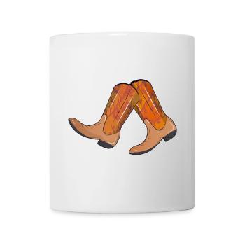 extravagante Westernstiefel mit Flammen Muster - Tasse - Weiß - Vorne
