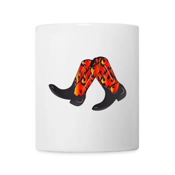 extravagante Westernstiefel mit Flammen Muster - Tasse - Weiß - Vorne