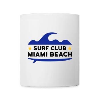 Surf club, Miami beach (vague, étoiles, planche de surf) - Mug blanc - blanc - Devant