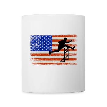 American Flag Hurdles Hurdling Hurdler Patriotic - Mug - white - Front