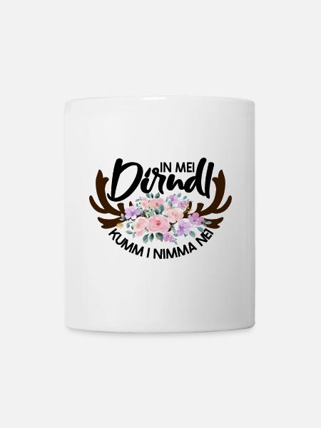 Blumenmuster mit Hirschgeweih - Tasse - Weiß