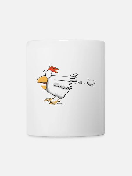 Drôle de poule pond un œuf I motif de poulet - Mug blanc - blanc