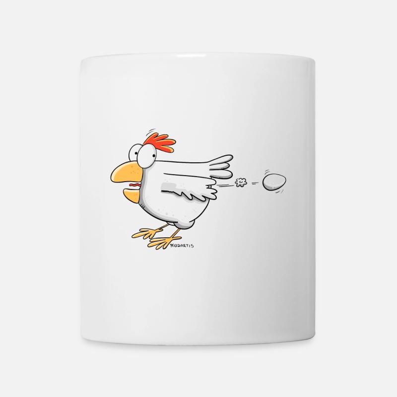 Drôle de poule pond un œuf I motif de poulet - Mug blanc - blanc
