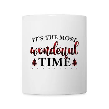 Crimson Plaid Script on Black - Mug - white - Front