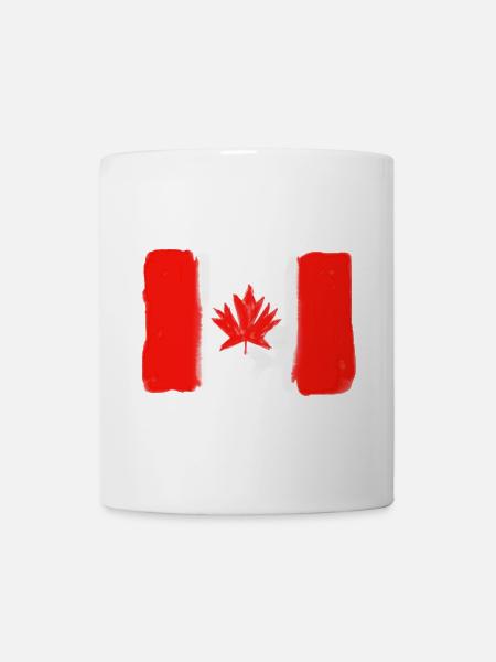 Canada Flag Watercolor, Maple Leaf Bold Brush Flag - Mug - white