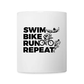 Schwimmen Radfahren Laufen Wiederholen - Tasse - Weiß - Vorne