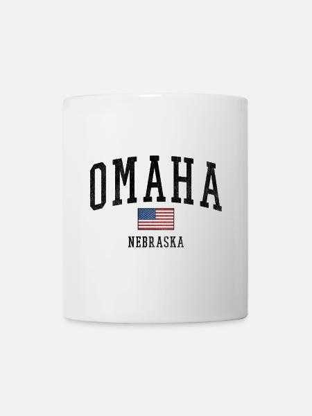 Motif Omaha, Nebraska USA avec drapeau - Mug blanc - blanc