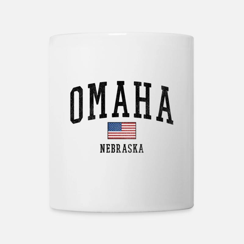 Motif Omaha, Nebraska USA avec drapeau - Mug blanc - blanc