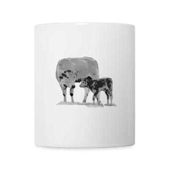 Vache avec veau - Mug blanc - blanc - Devant