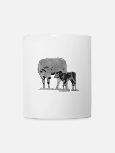 Vache avec veau - Mug blanc - blanc