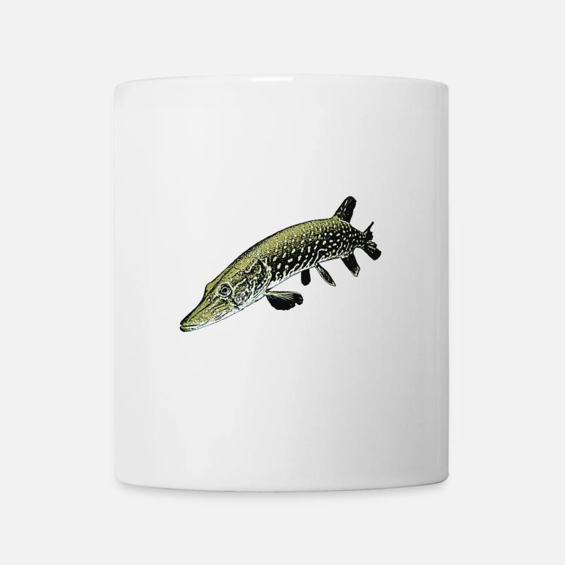 Pike Illustration – Realistic Predator Fish Desig - Mug - white