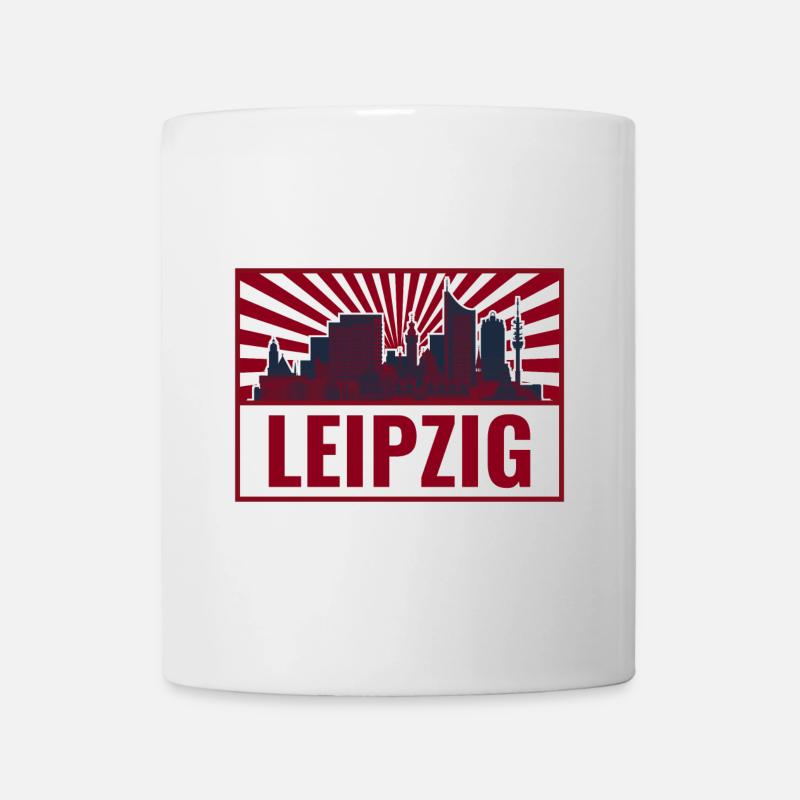Leipzig Skyline Retro Rot - Tasse - Weiß