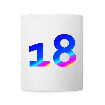 verschenken, 18 blauton mit Farbverlauf - Tasse - Weiß - Vorne