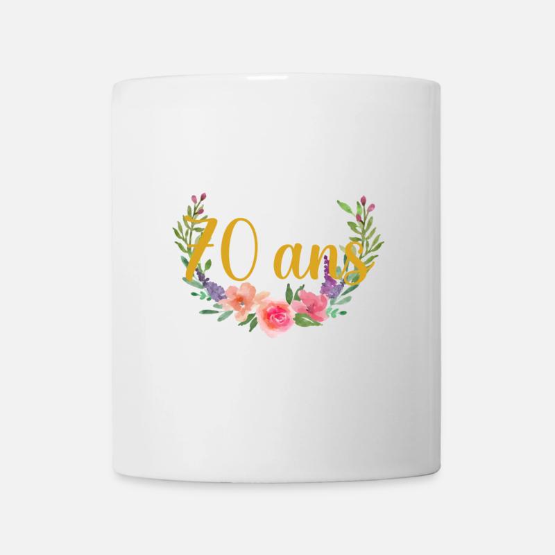 anniversaire fleurs âge 70ans - Mug blanc - blanc