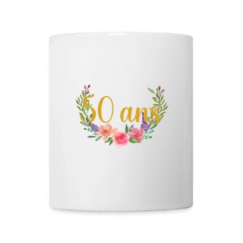 age anniversaire fleurs 50 ans - Mug blanc - blanc - Devant