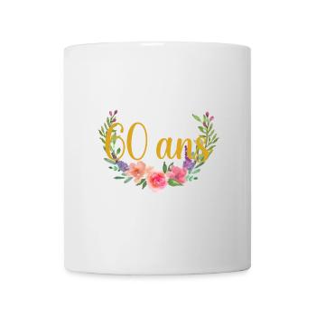fleurs anniversaire 60ans - Mug blanc - blanc - Devant