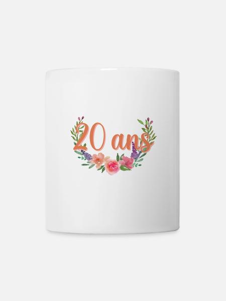 20 ans Floral Script - Mug blanc - blanc