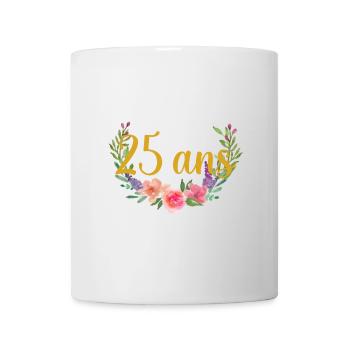 fleurs anniversaire 25ans - Mug blanc - blanc - Devant