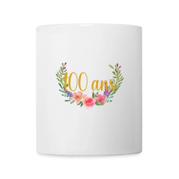 Anniversaire fleurs 100 ans - Mug blanc - blanc - Devant