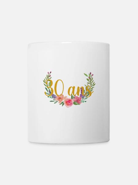 fleurs anniversaire 30 ans - Mug blanc - blanc