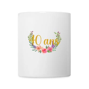 40 ans annivesraire floral - Mug blanc - blanc - Devant