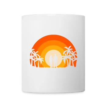 Coucher de soleil d’été Palm Tree Beach Océan Paradis Amour - Mug blanc - blanc - Devant