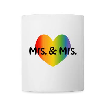 Regenbogen Mrs and Mrs 2 rainbow Herz - Tasse - Weiß - Vorne