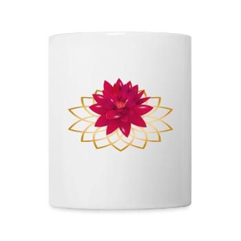 bright red lotus flower with flower ornament - Mug - white - Front