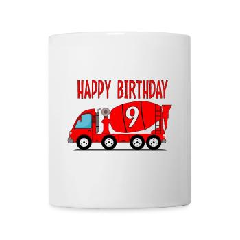 Bétonnière Joyeux anniversaire 9 - Mug blanc - blanc - Devant