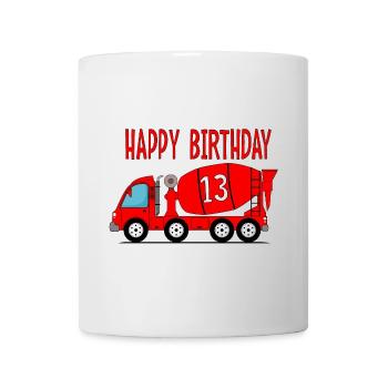 Bétonnière Joyeux anniversaire 13 - Mug blanc - blanc - Devant
