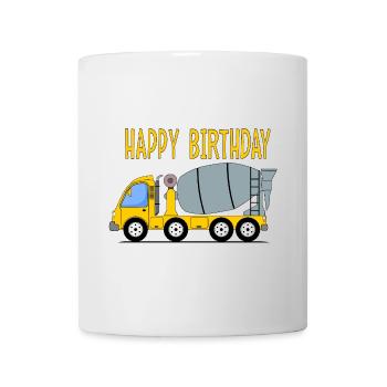 Betonmischer Happy Birthday gelb - Tasse - Weiß - Vorne