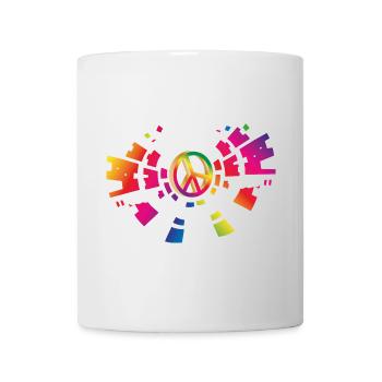 buntes Peace Zeichen für die Festival Saison - Tasse - Weiß - Vorne