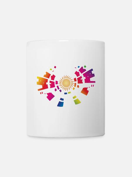 farbenfrohes Sonnen Symbol für den Festival Sommer - Tasse - Weiß
