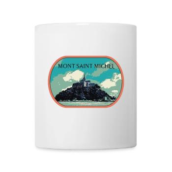 Illustration in blue and green of Mont Saint Michel - Mug - white - Front