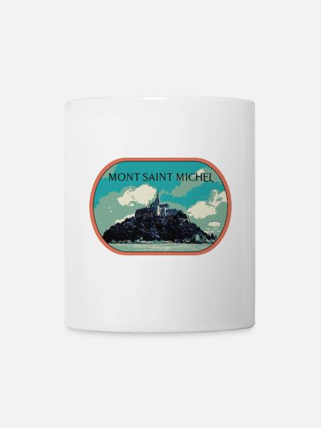 Illustration in Blau und Grün des Mont Saint Michel - Tasse - Weiß