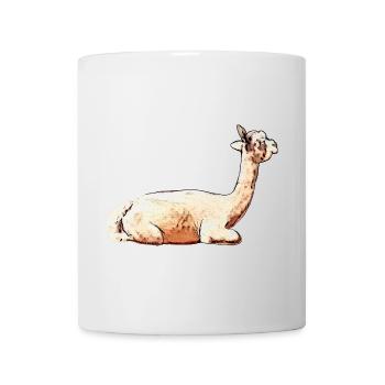 süße Tierdesigns, Alpaka Stute liegend - Tasse - Weiß - Vorne