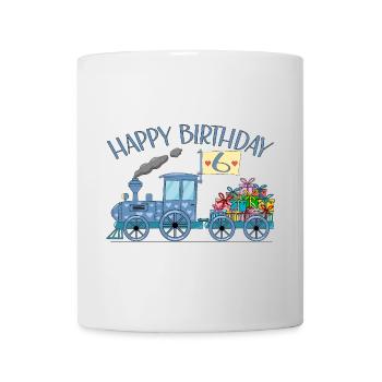 Children's Train Railway Happy Birthday 6 - Mug - white - Front