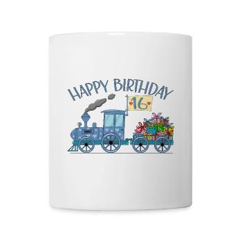 Children's Train Railway Happy Birthday 16 - Mug - white - Front