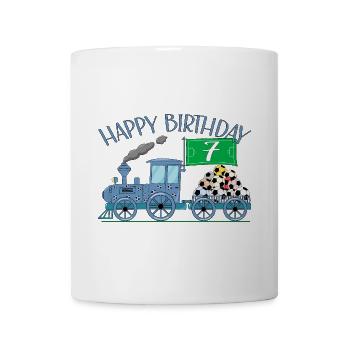 Kinderzug Eisenbahn Happy Birthday Fußball 7 - Tasse - Weiß - Vorne