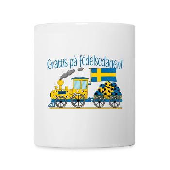 Grattis på födelsedagen Schweden Flagge Fußball - Tasse - Weiß - Vorne