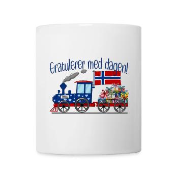 Gratulerer med dagen Norwegen Geschenke Eisenbahn - Tasse - Weiß - Vorne