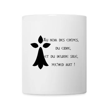 Prière Bretonne yec'hed mat. Crêpes, cidre, beurre - Mug blanc - blanc - Devant