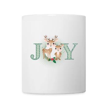 Two Cute Deer - Joy for Christmas - Mug - white - Front