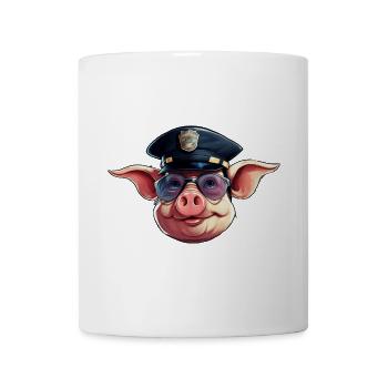 Police porcine - Mug blanc - blanc - Devant