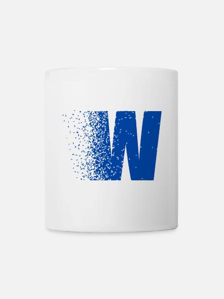 Fragmentiertes W in fettem Blau - Tasse - Weiß