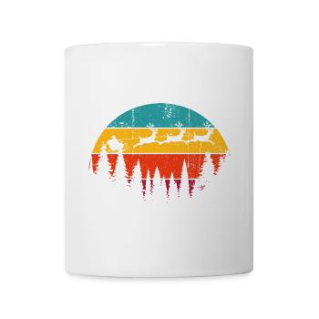 Coucher de soleil loups sur les pins - Mug blanc - blanc - Devant